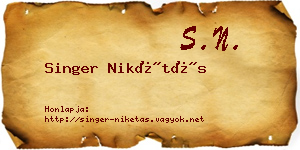 Singer Nikétás névjegykártya